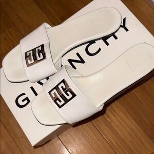 Givenchy Women's White Slide Sandals with Logo Accent